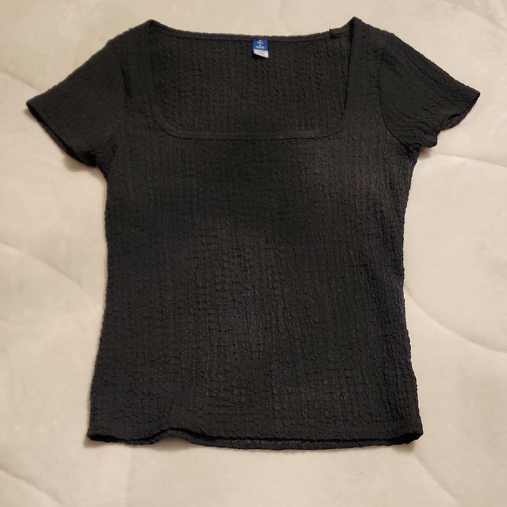Old Navy Black Textured Short Sleeve Top